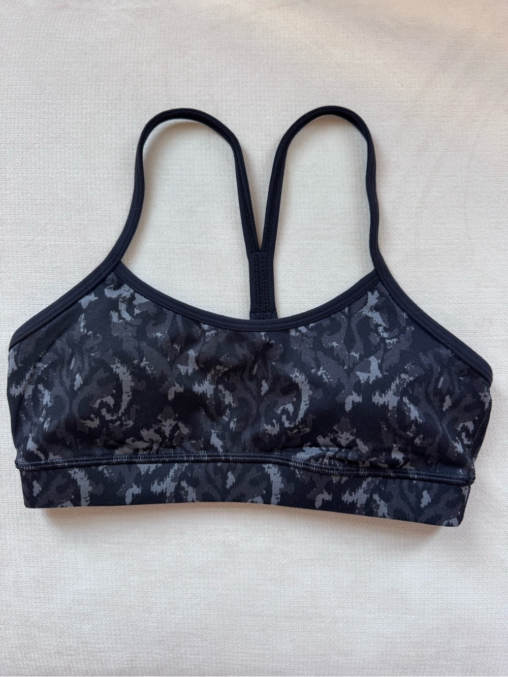 lululemon athletica Black & Charcoal Patterned Strappy Sports Bra